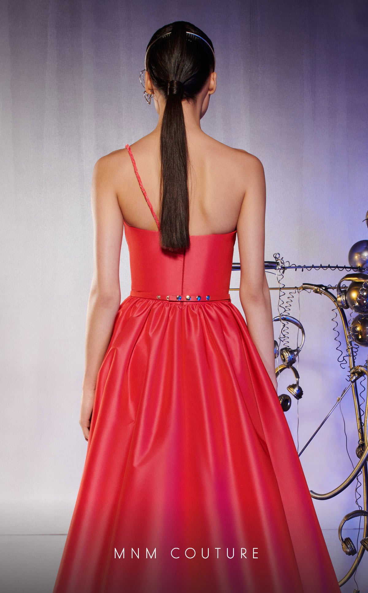 MNM Couture E0031 Long Slit A Line Pleated Formal Evening Dress