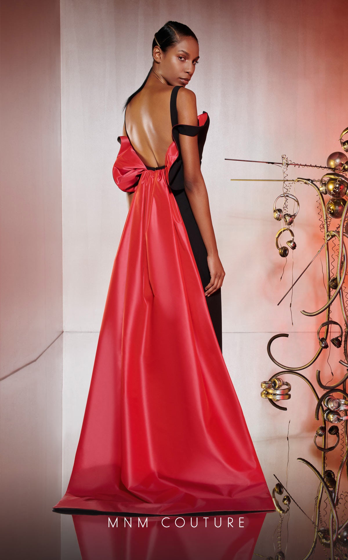 MNM Couture E0032 Long A Line Slit Formal Dress