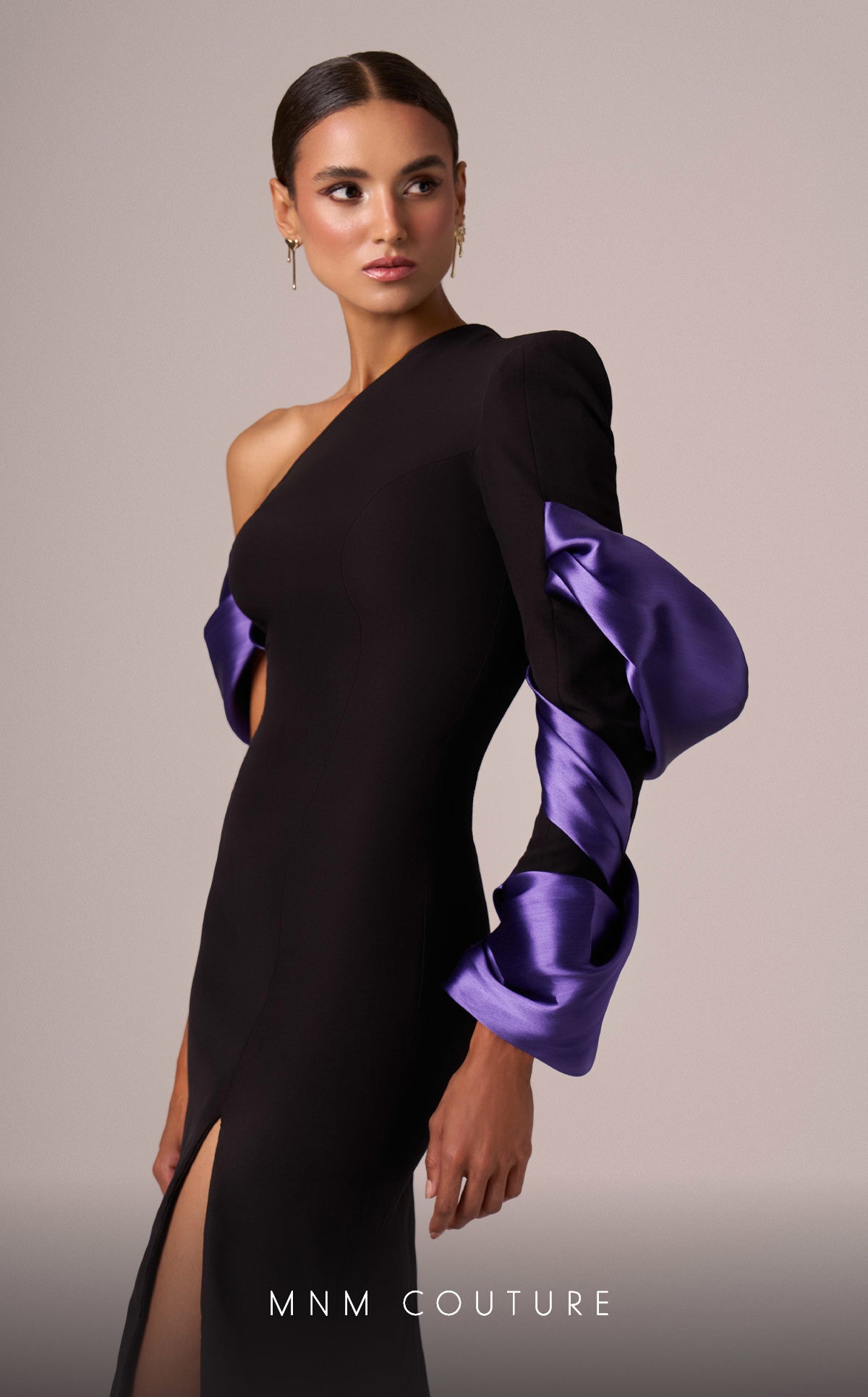 Prom Dresses Fitted Formal Long Evening Dress  Black Purple