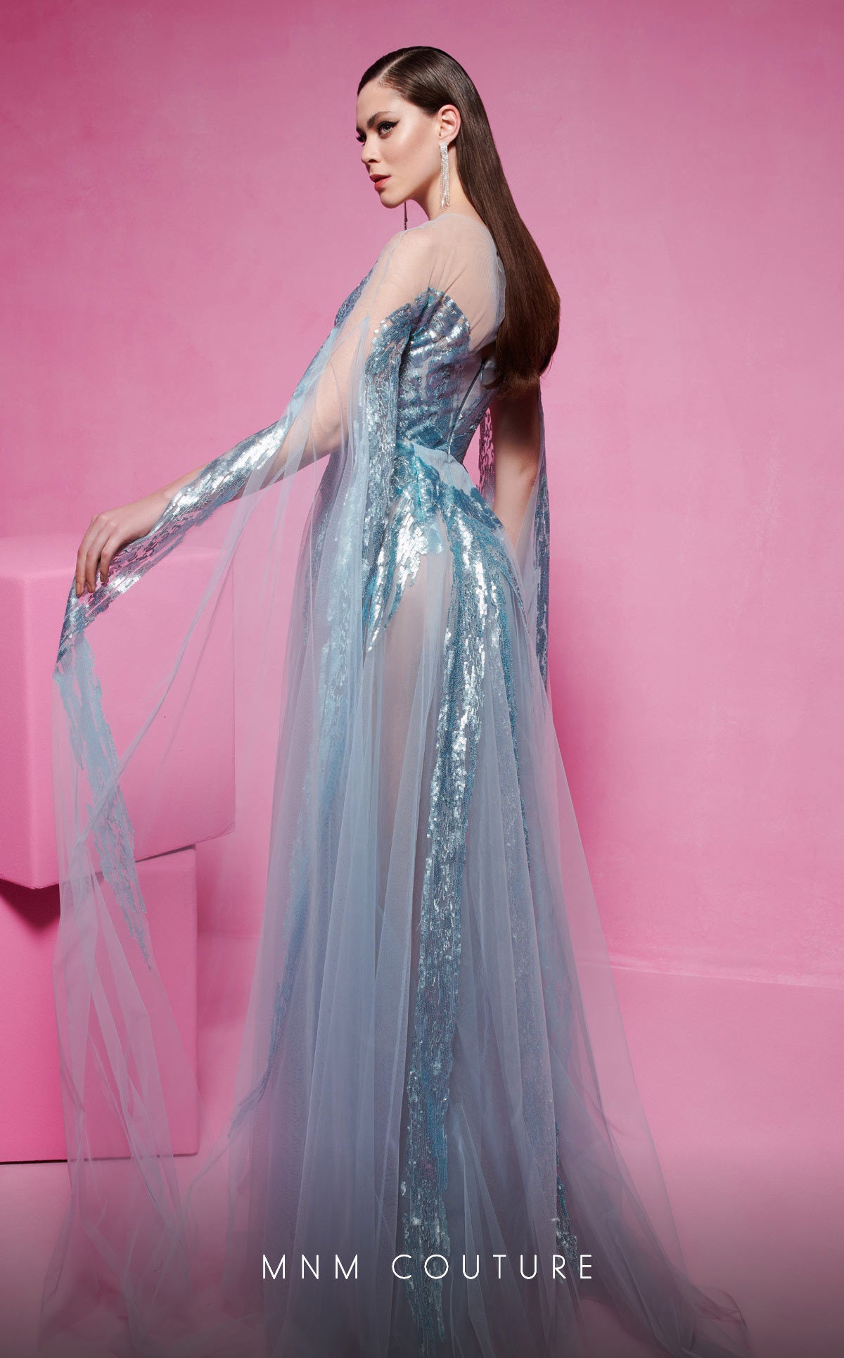 MNM Couture E0070 Beaded Long Formal A Line Evening Dress