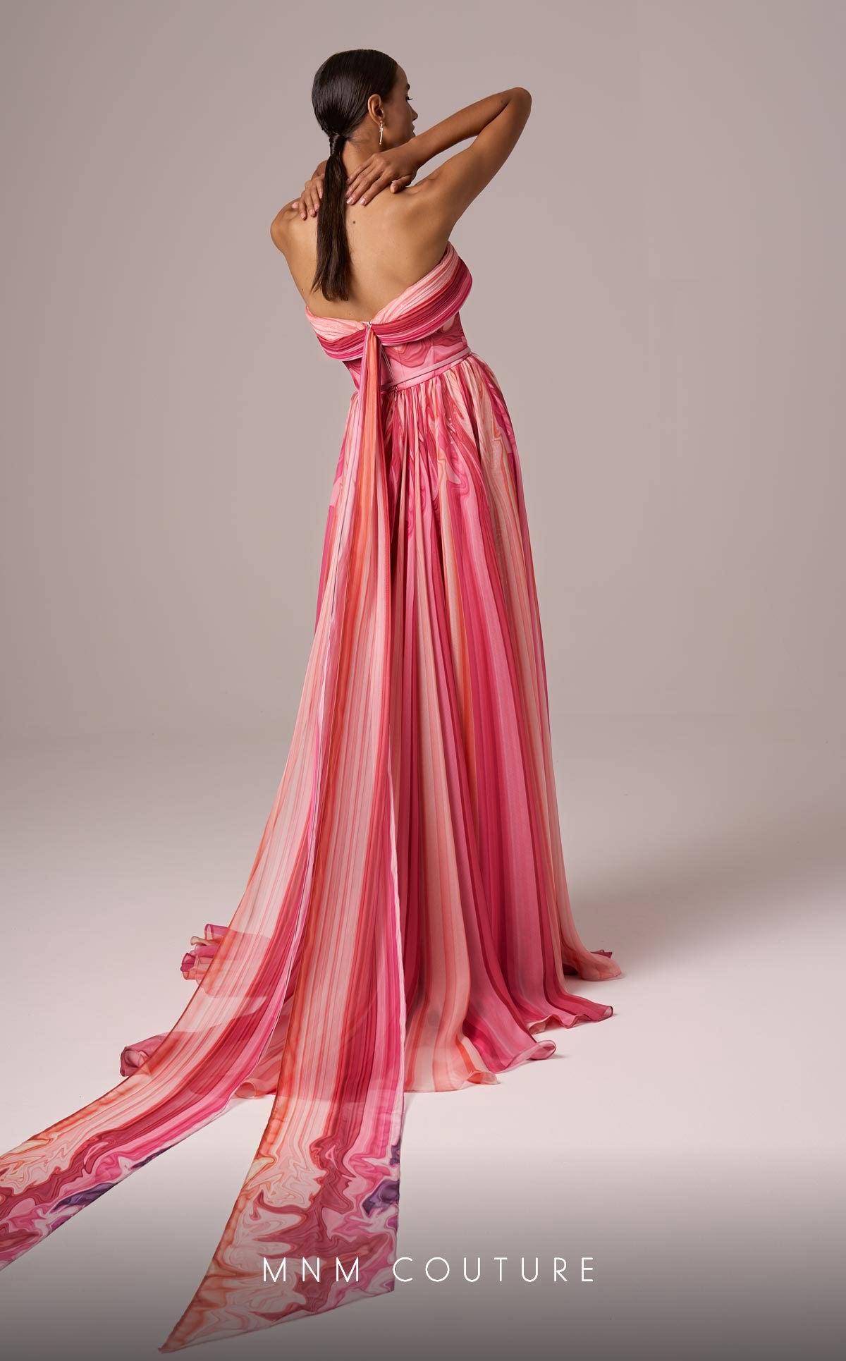 MNM Couture E0079 Long A Line Prom Printed Formal Dress