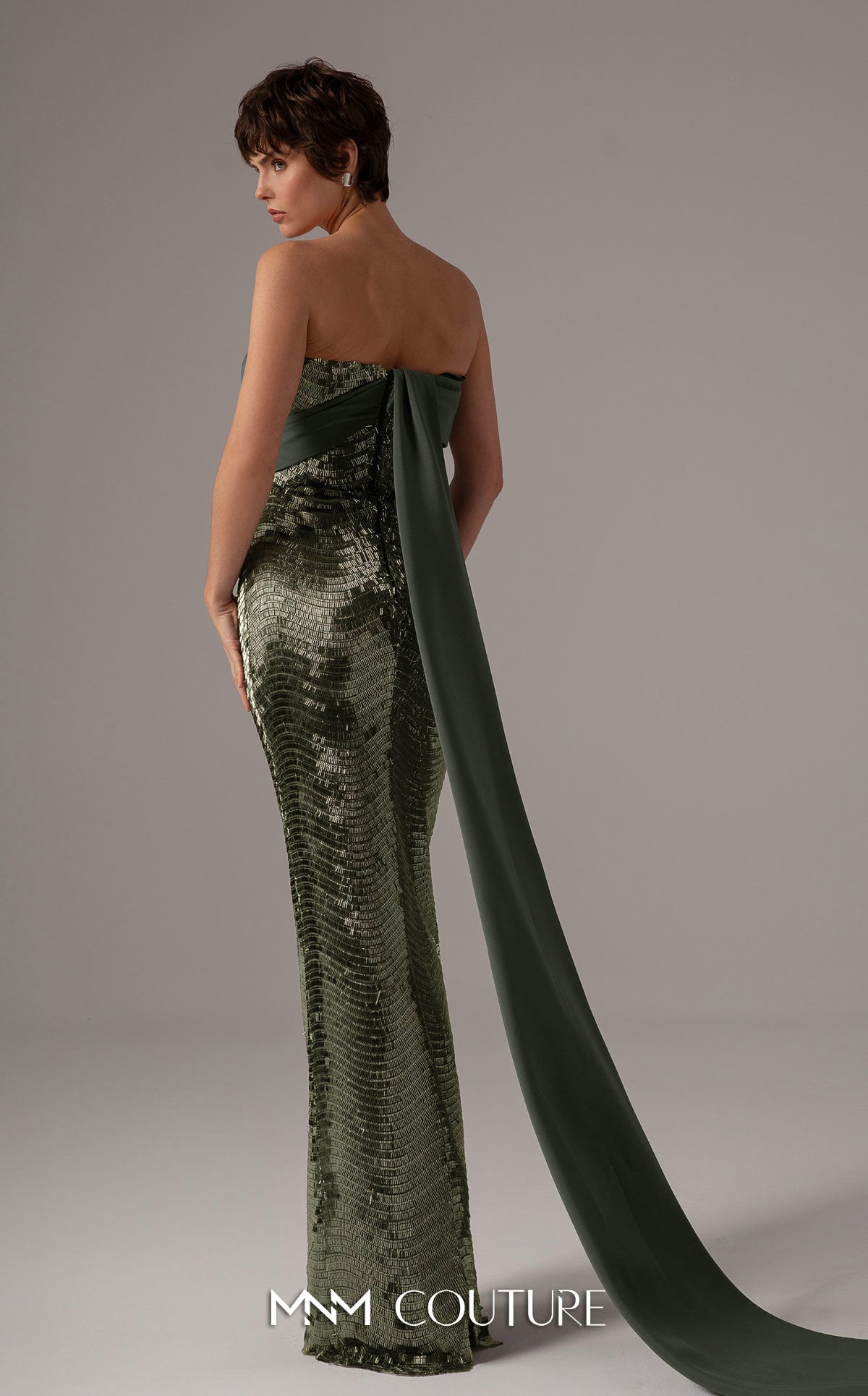 Formal Dresses Long Formal Prom Fitted Dress MNM Couture E0087 Olive 