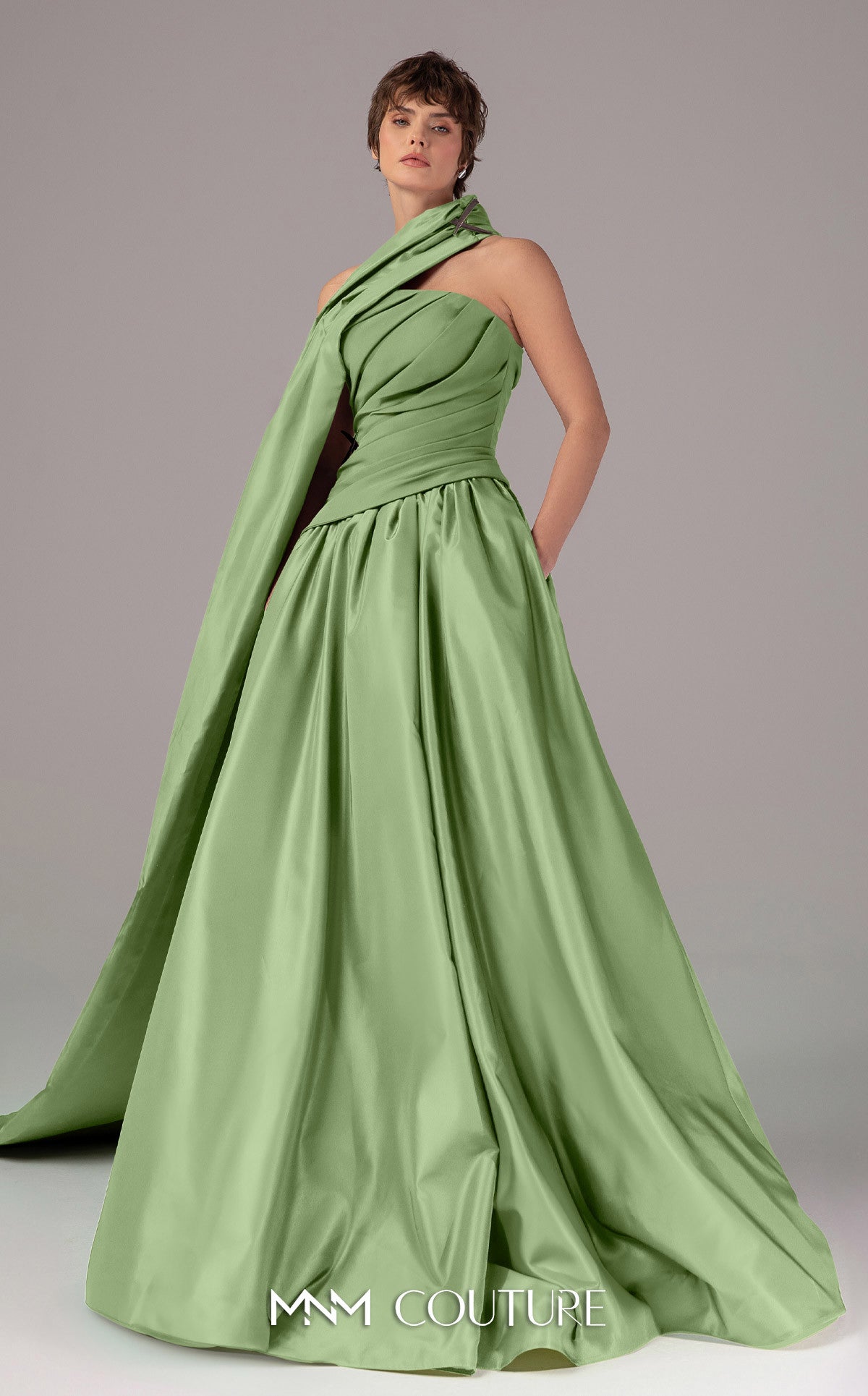Formal Dresses Long Pleated A Line Prom Formal Dress MNM Couture E0089 Pistache