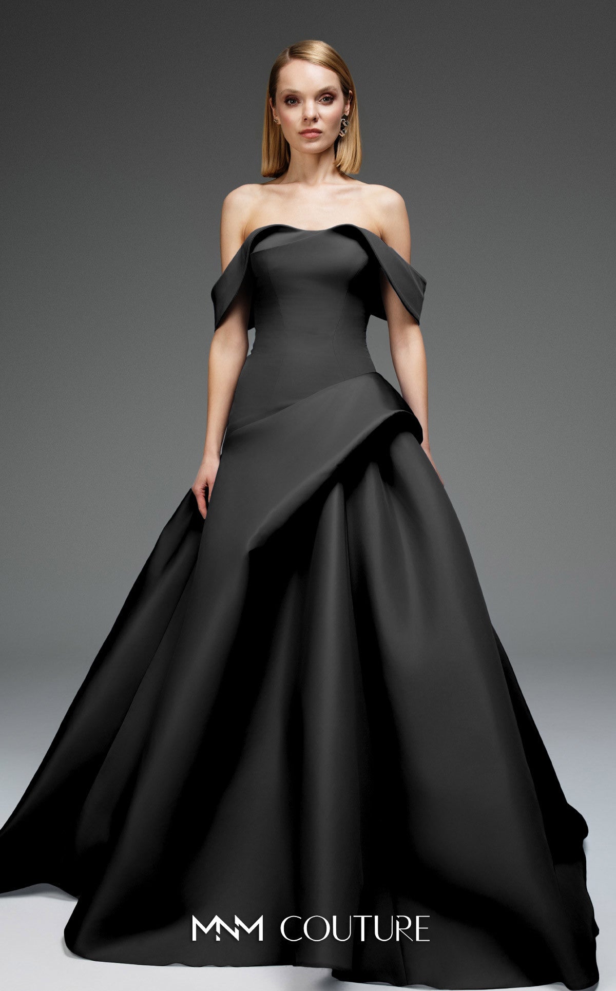 Formal Dresses Pleated Long Formal A Line Prom Dress MNM Couture E0103 Black