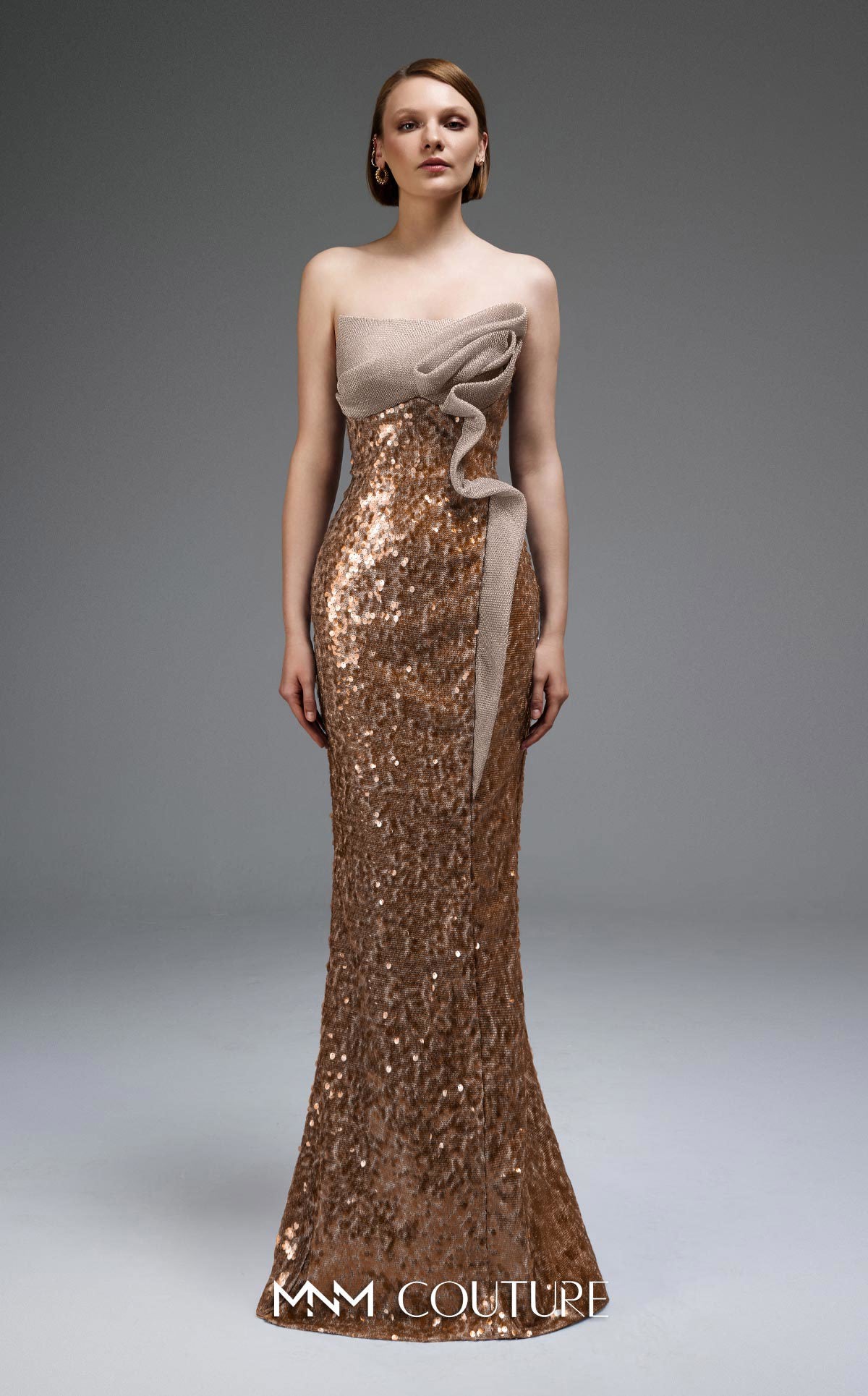Prom Dresses Long Formal Fitted Sequin Glitter Prom Dress MNM Couture E0105 Brown