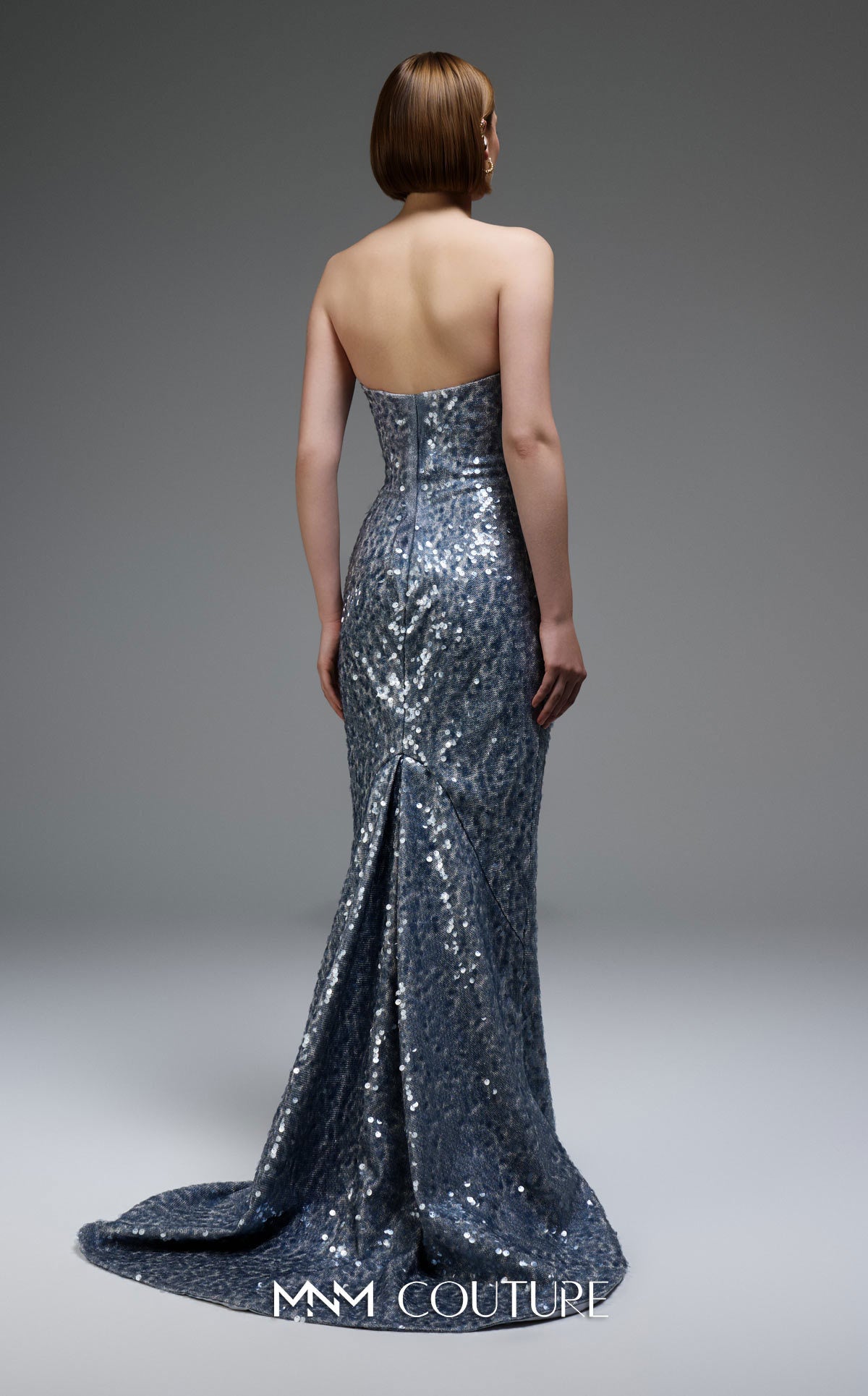 Prom Dresses Long Formal Fitted Sequin Glitter Prom Dress MNM Couture E0105 Silver