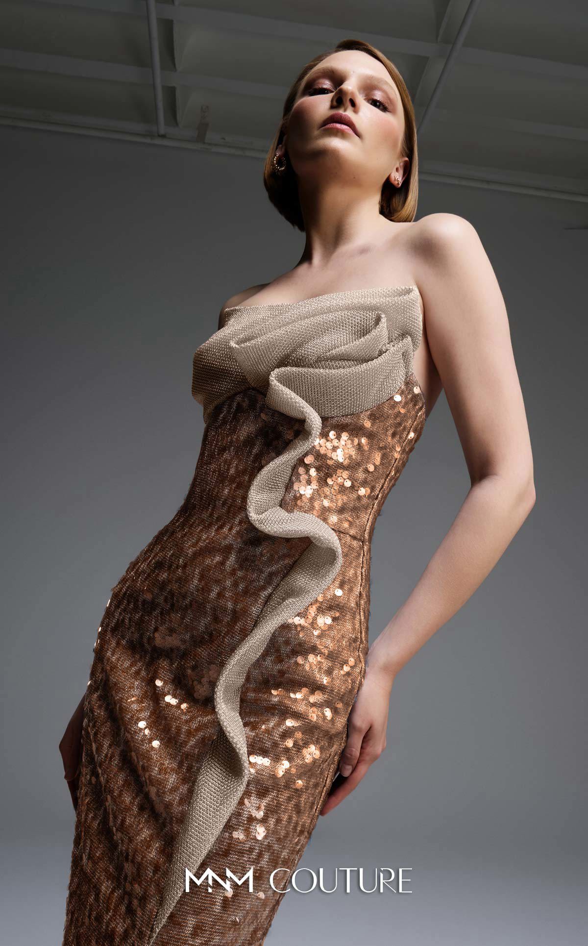 Prom Dresses Long Formal Fitted Sequin Glitter Prom Dress MNM Couture E0105 Brown