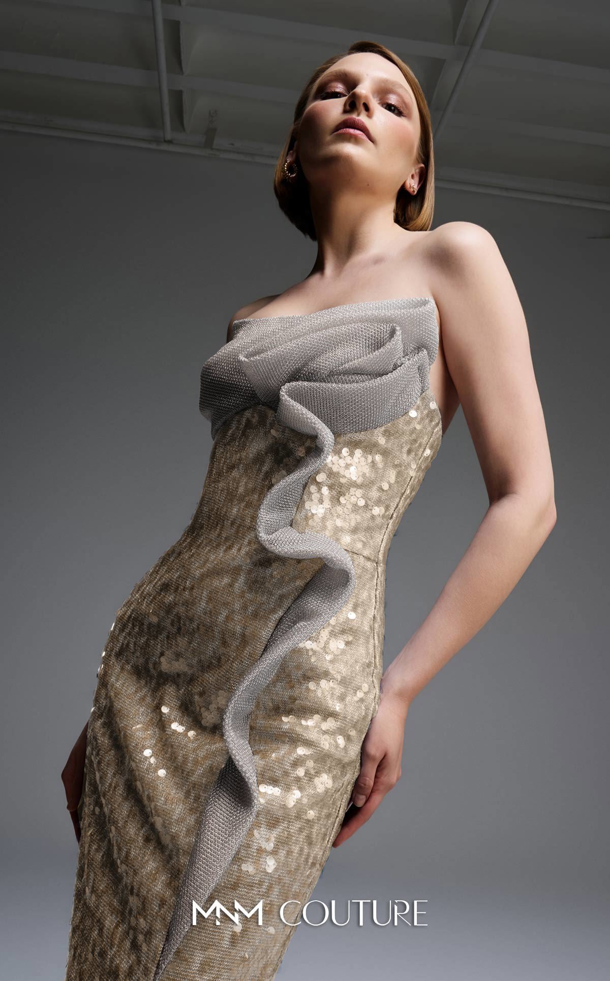 Prom Dresses Long Formal Fitted Sequin Glitter Prom Dress MNM Couture E0105 Gold