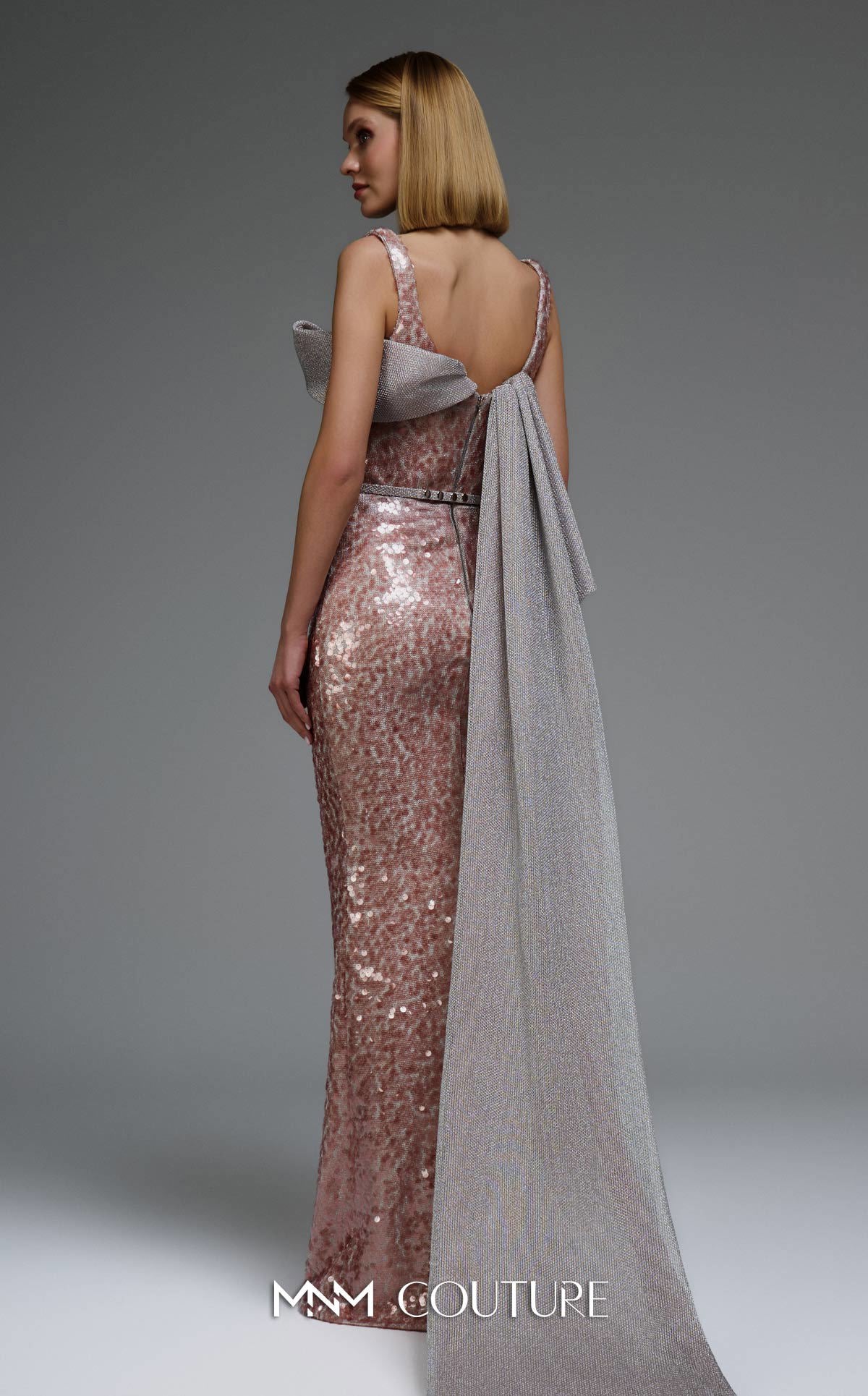 Prom Dresses Long Formal Sequin Cape Prom Dress MNM Couture E0108 Pink