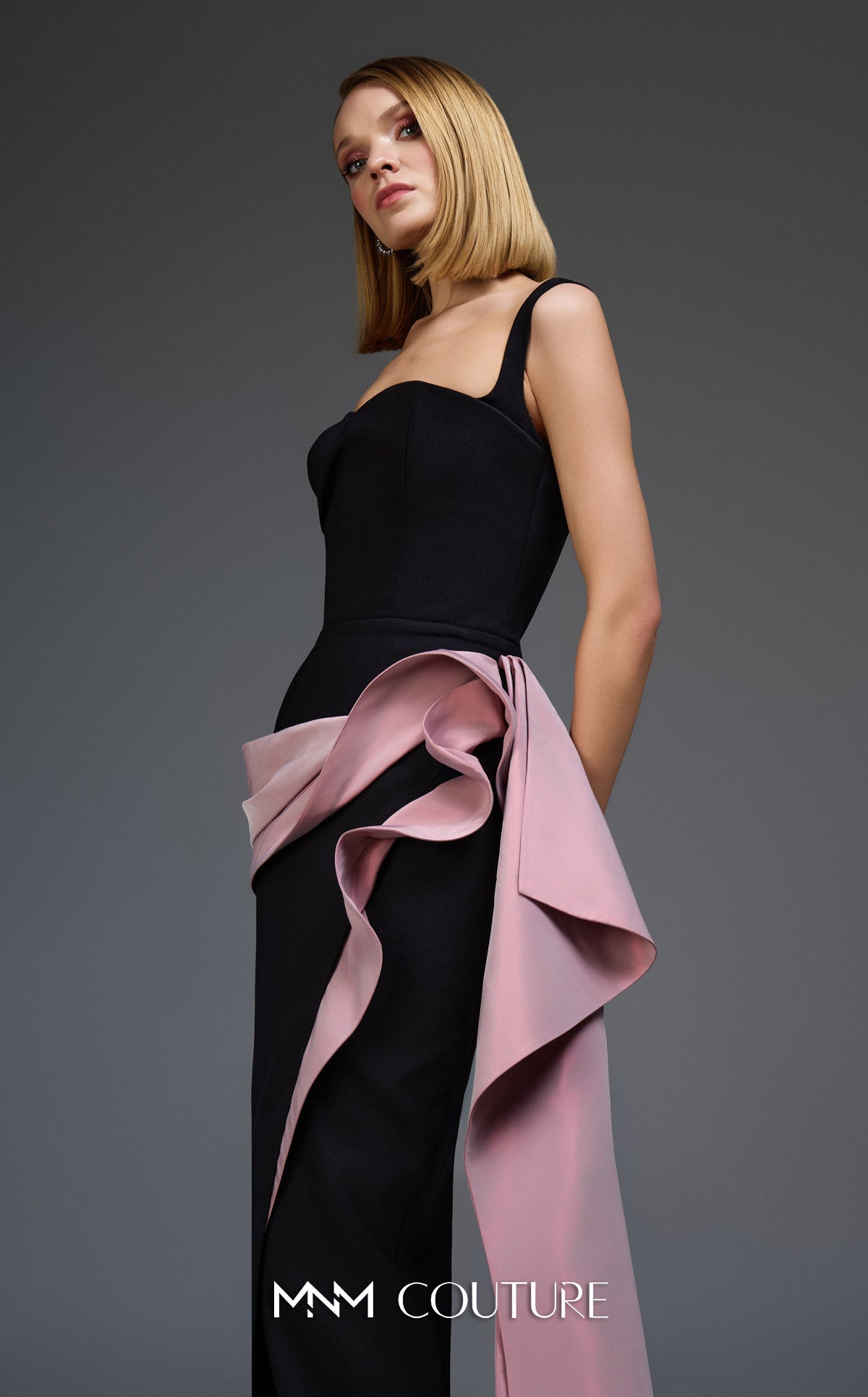 Prom Dresses Long Formal Fitted Prom Dress MNM Couture E0117 Black/Pink