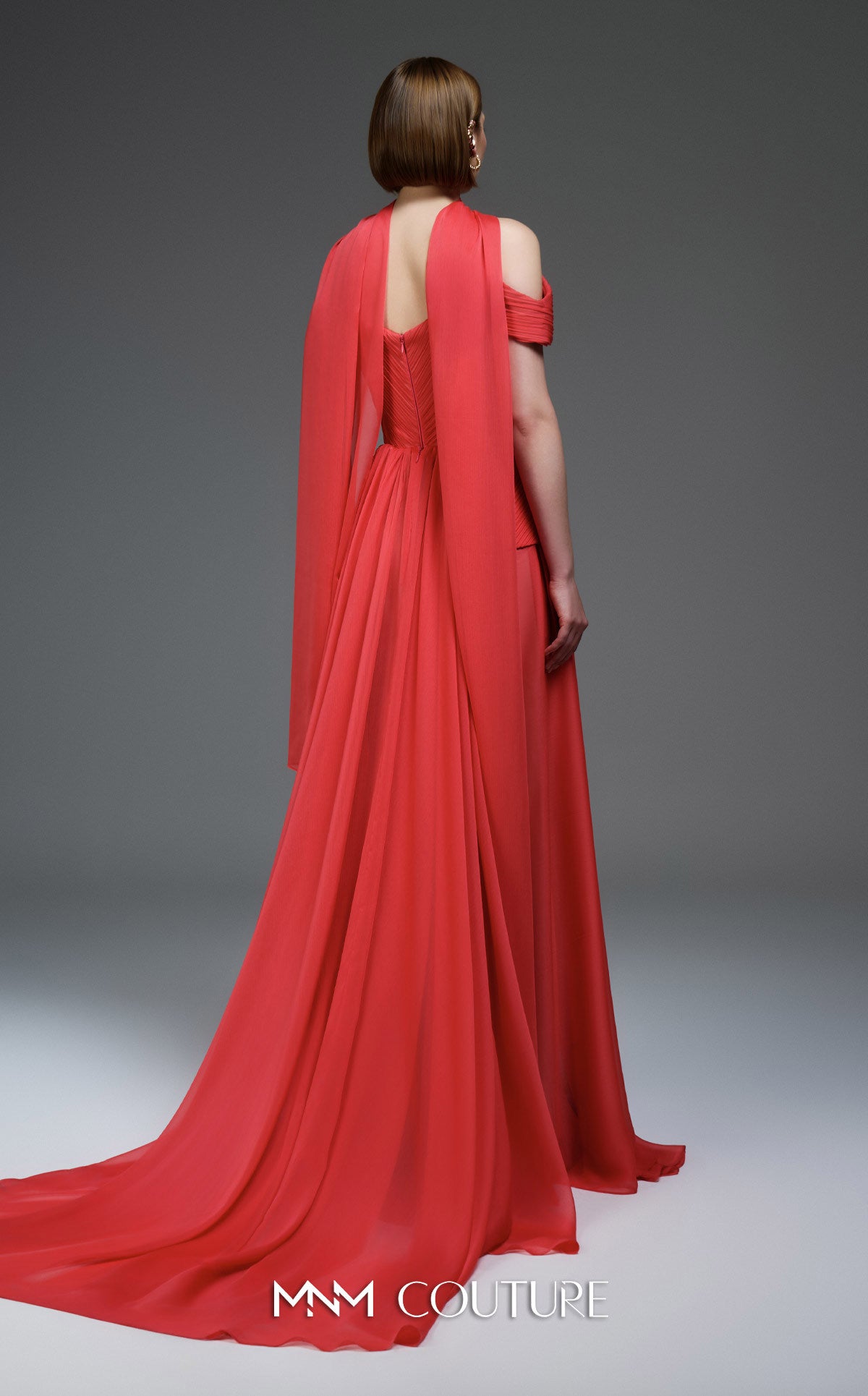 Prom Dresses Formal Long Pleated Corset Prom Dress MNM Couture E0119 Coral