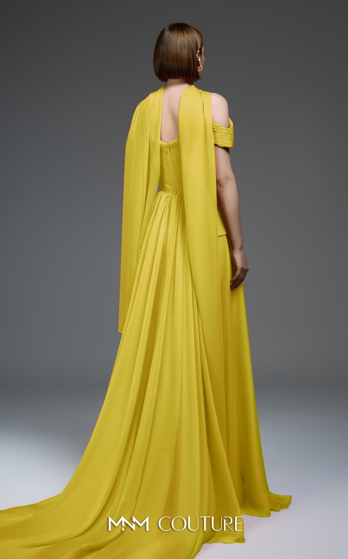 Prom Dresses Formal Long Pleated Corset Prom Dress MNM Couture E0119 Yellow