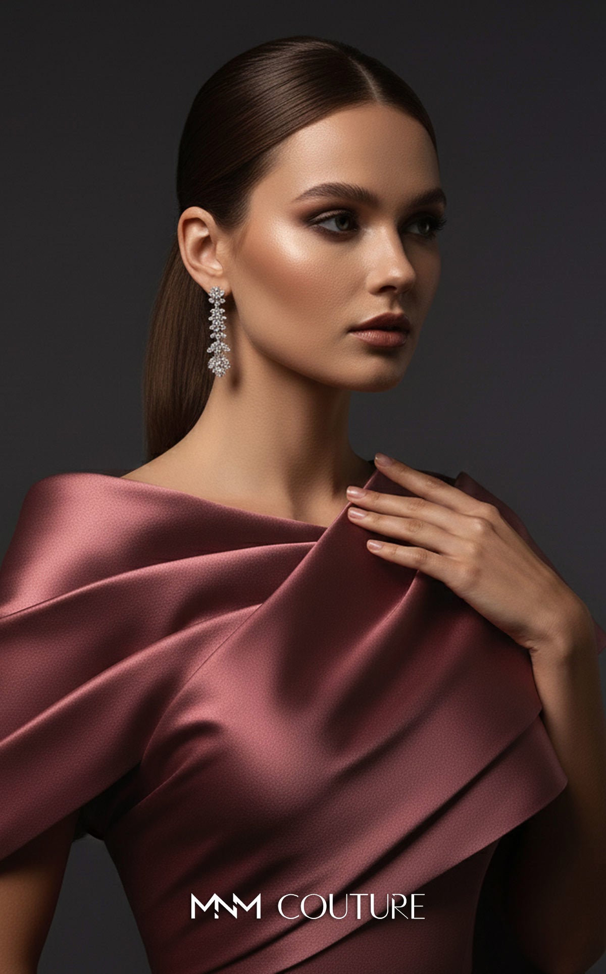 Off-Shoulder Gown with Draped Cape by MNM Couture E0125 in Mint