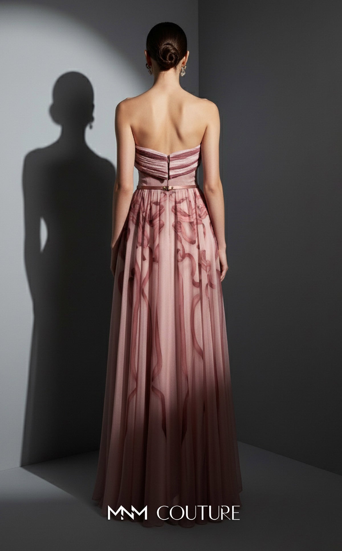 Strapless Long Tulle Formal Gown by MNM Couture E0129 in Pink