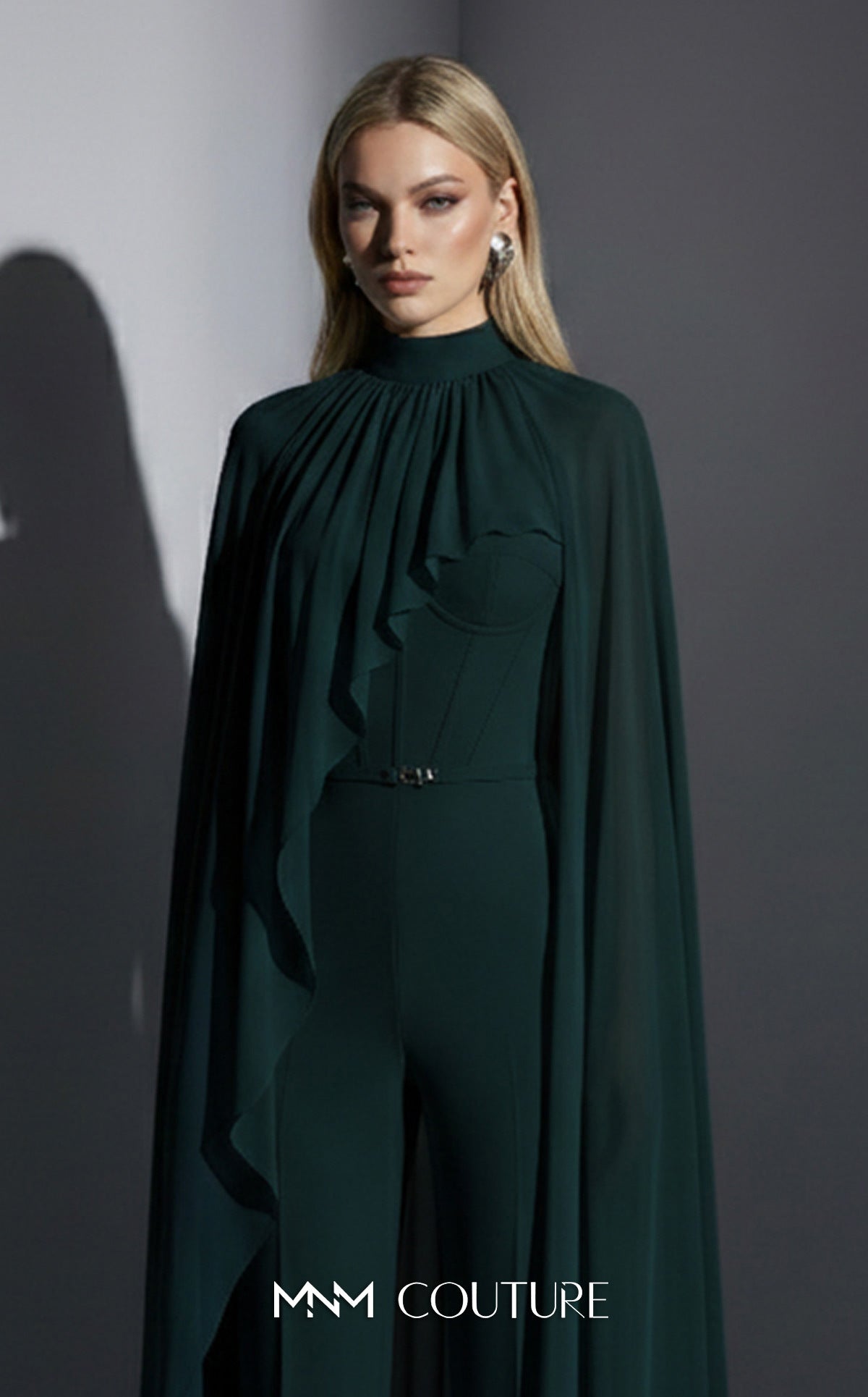 Crew/High-Neck Floor-Length Chiffon Evening Sheath/Column MNM Couture E0143