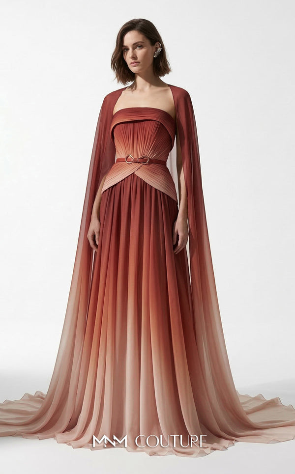 Strapless Floor-Length Chiffon Evening A-Line MNM Couture E0153