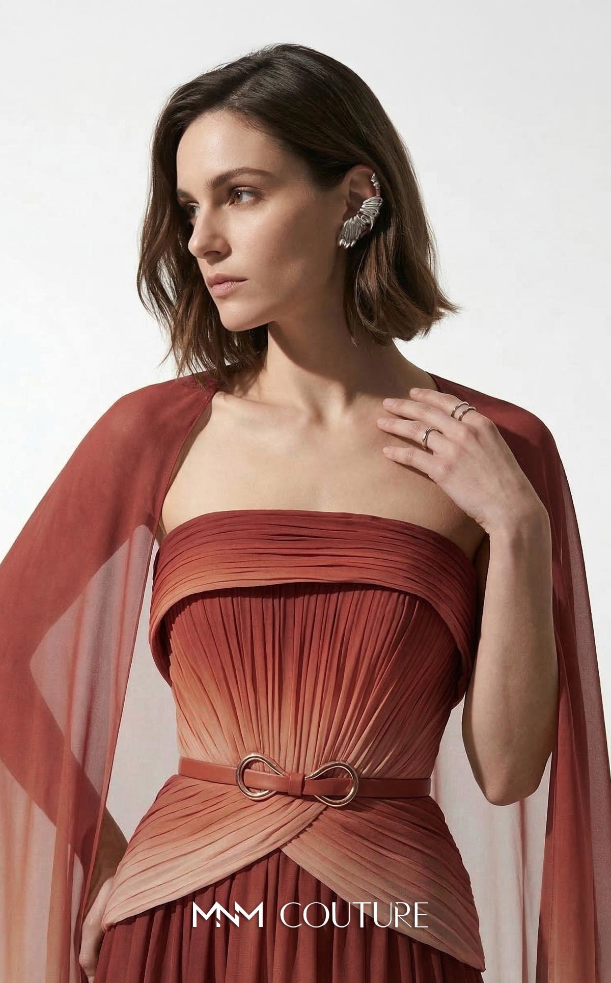 Strapless Floor-Length Chiffon Evening A-Line M Couture E0153