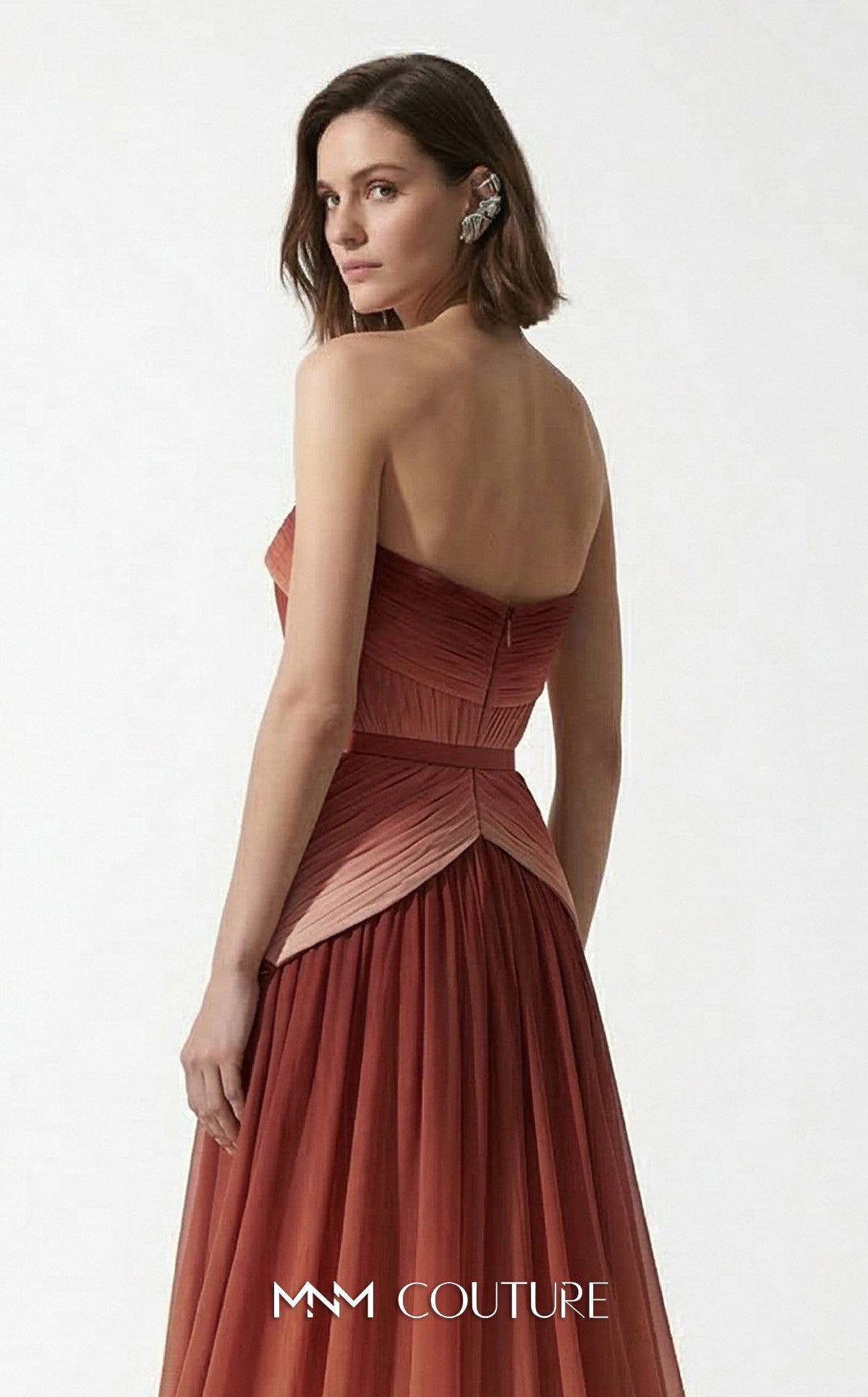 Strapless Floor-Length Chiffon Evening A-Line M Couture E0153