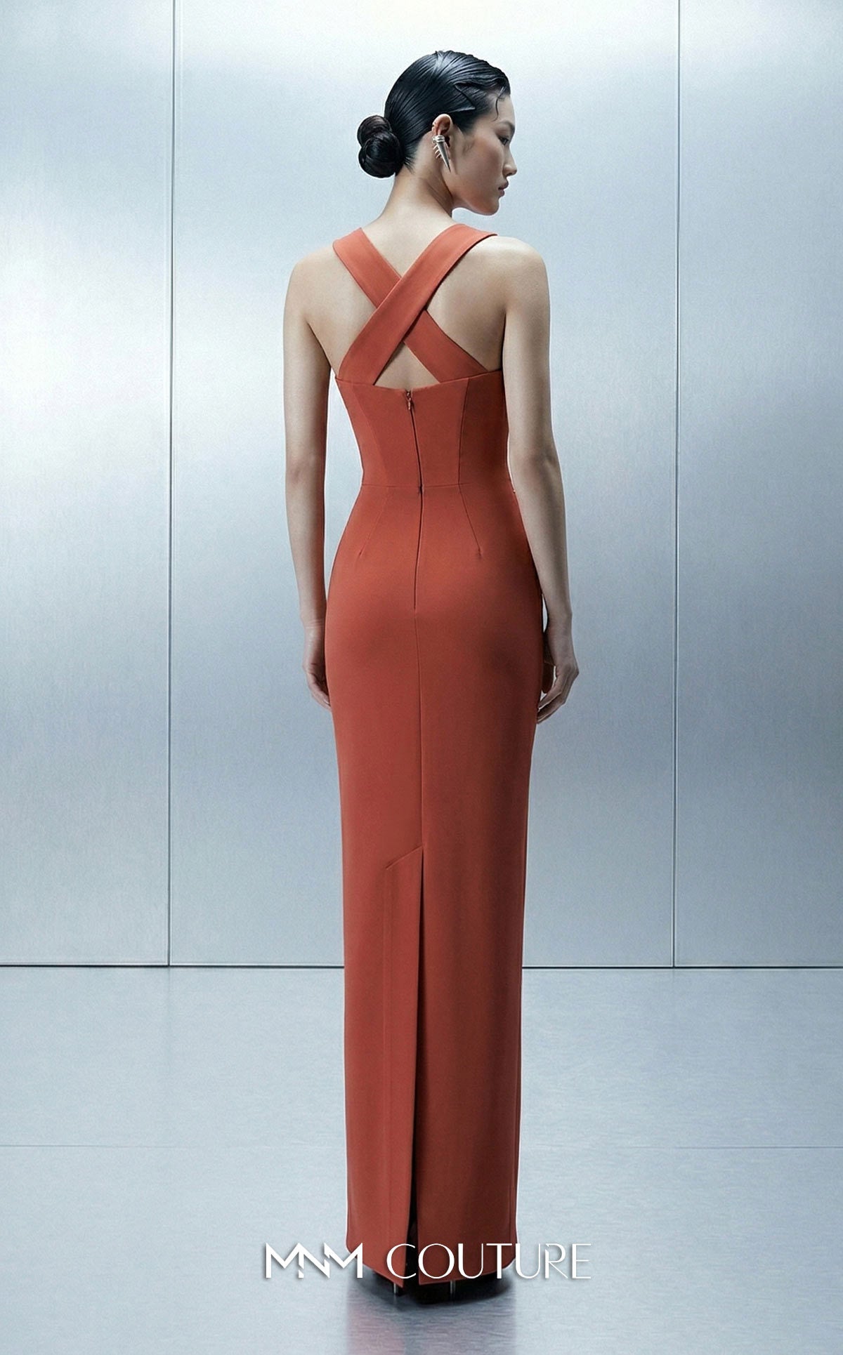Sweetheart Floor-Length Crepe Evening Sheath MNM Couture E0164