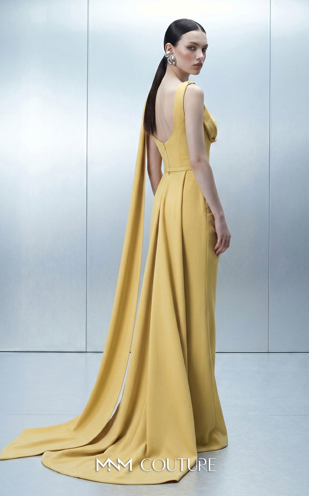 Square Floor-Length Scuba Evening Mermaid MNM Couture E0168