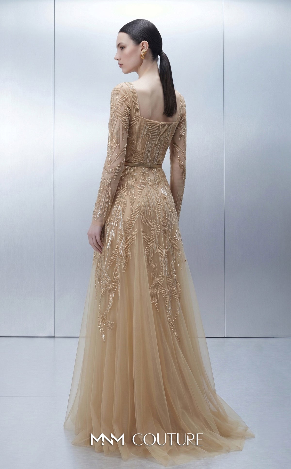Square Floor-Length Tulle Evening A-Line MNM Couture E0178