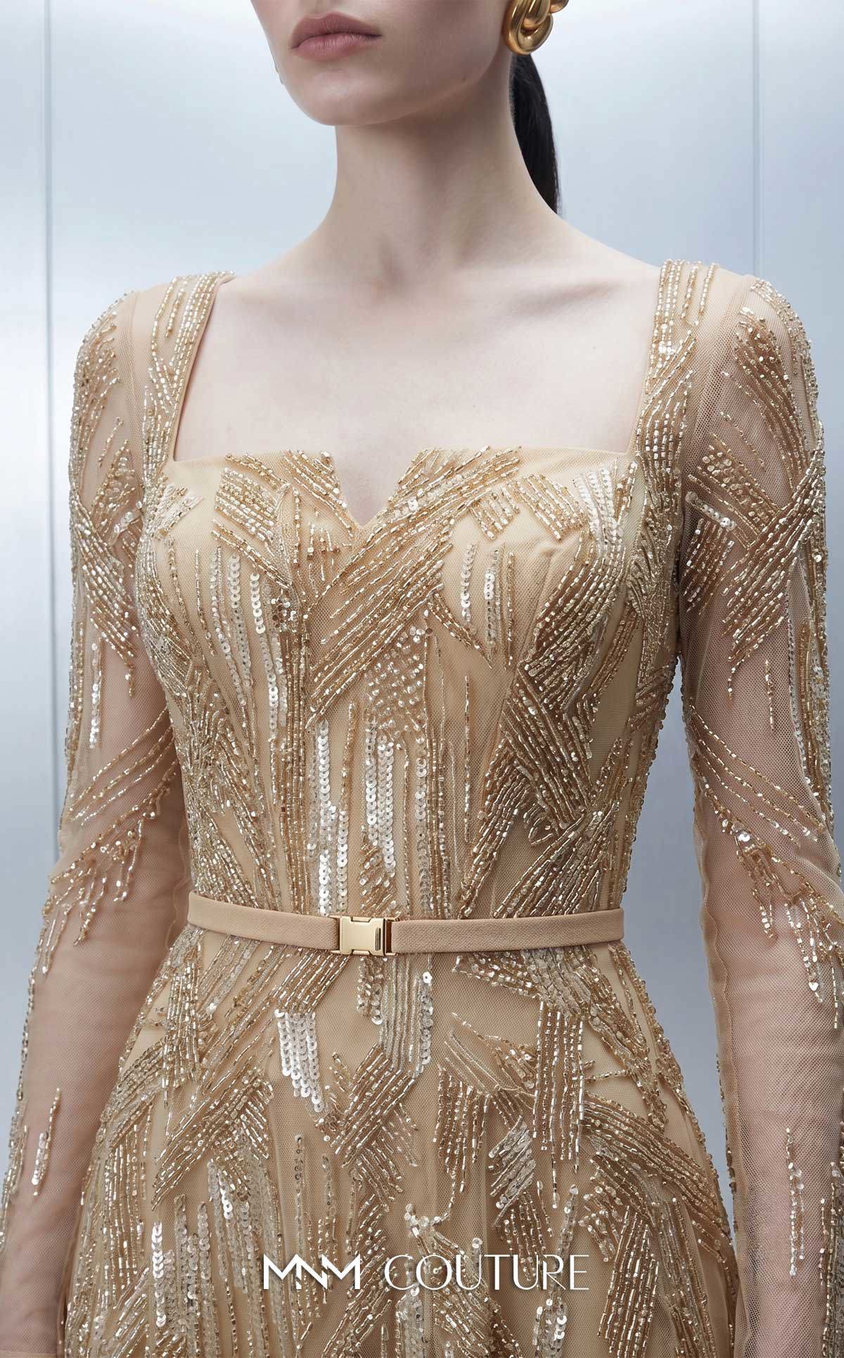 Square Floor-Length Tulle Evening A-Line MNM Couture E0178