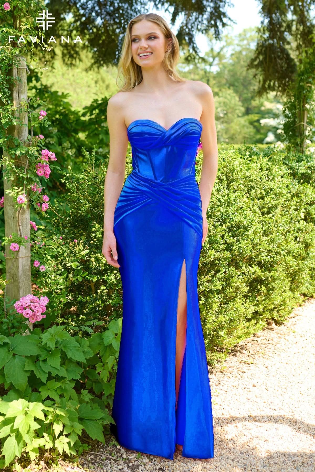 Prom Dresses Long Fitted Corset Slit Prom Dress Royal