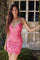 Cocktail Dresses Homecoming Glitter Print Short Cocktail Dress Fuchsia