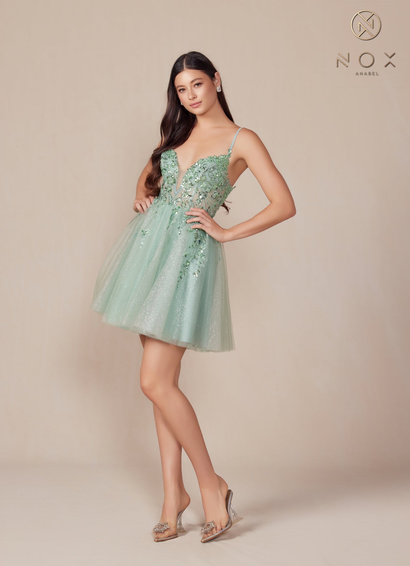 Nox Anabel E902 Elegant Glitter Tulle Dress for Homecoming Royal Blue / 14