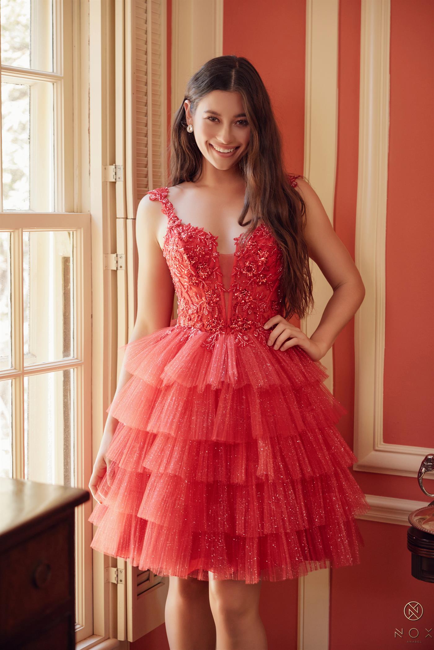 Cocktail Dresses Short Homecoming A Line Glitter Cocktail Dress Red