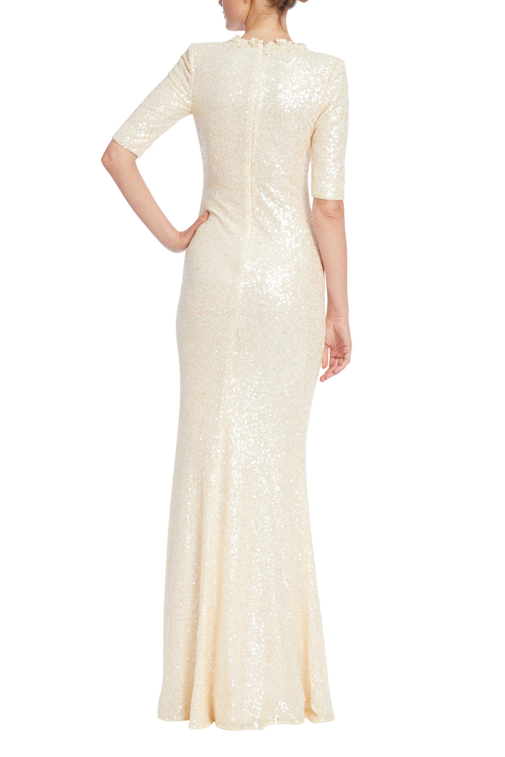 Badgley Mischka EG3909 Fitted Long Formal Sequin Evening Dress
