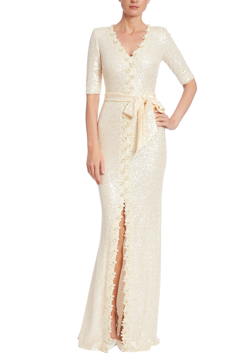 Badgley Mischka EG3909 Fitted Long Formal Sequin Evening Dress