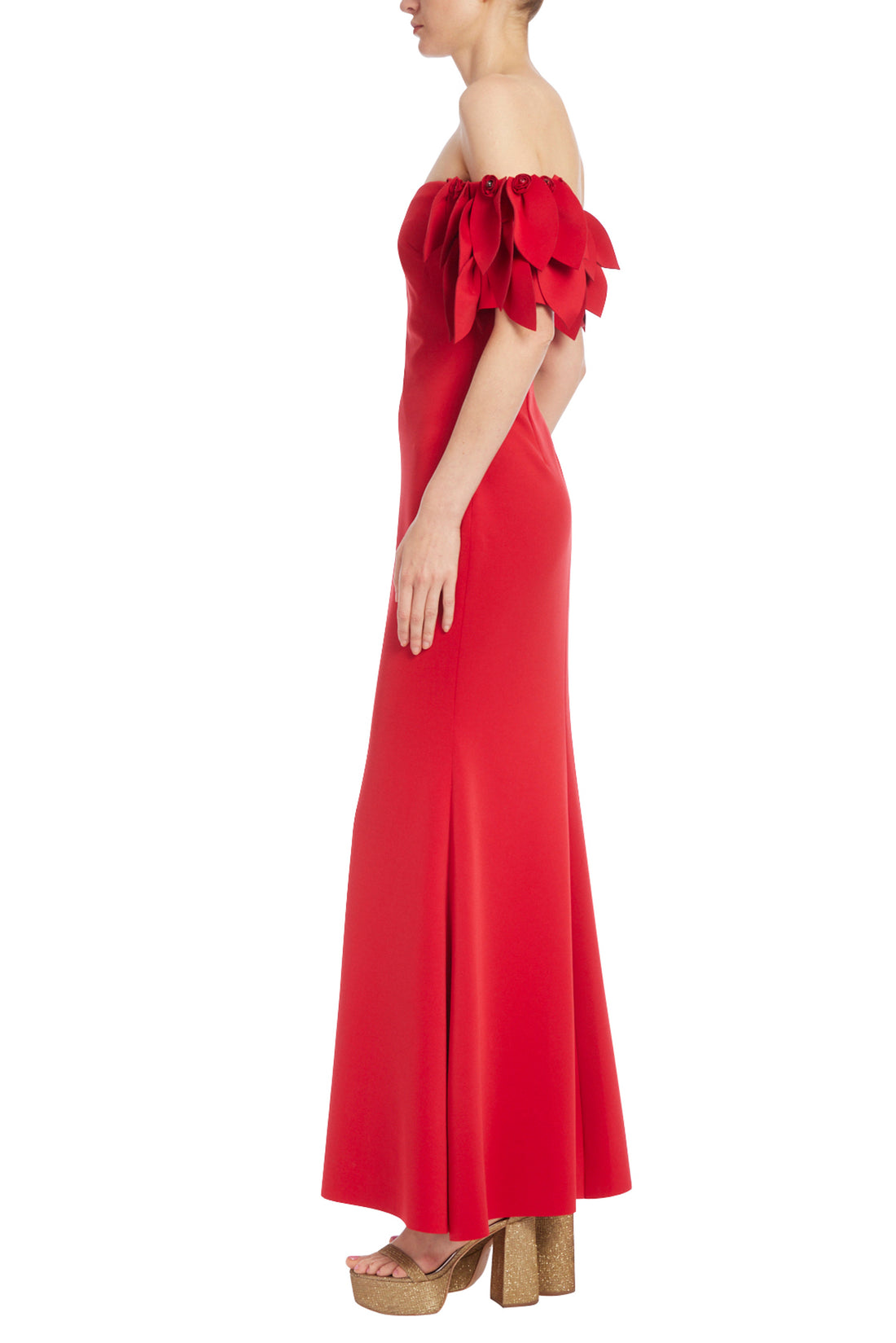 Badgley Mischka EG4167 Fitted Long Formal  Petal Sleeve Dress