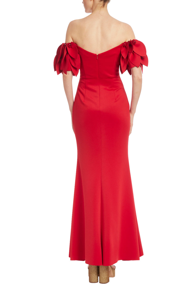 Badgley Mischka EG4167 Fitted Long Formal  Petal Sleeve Dress