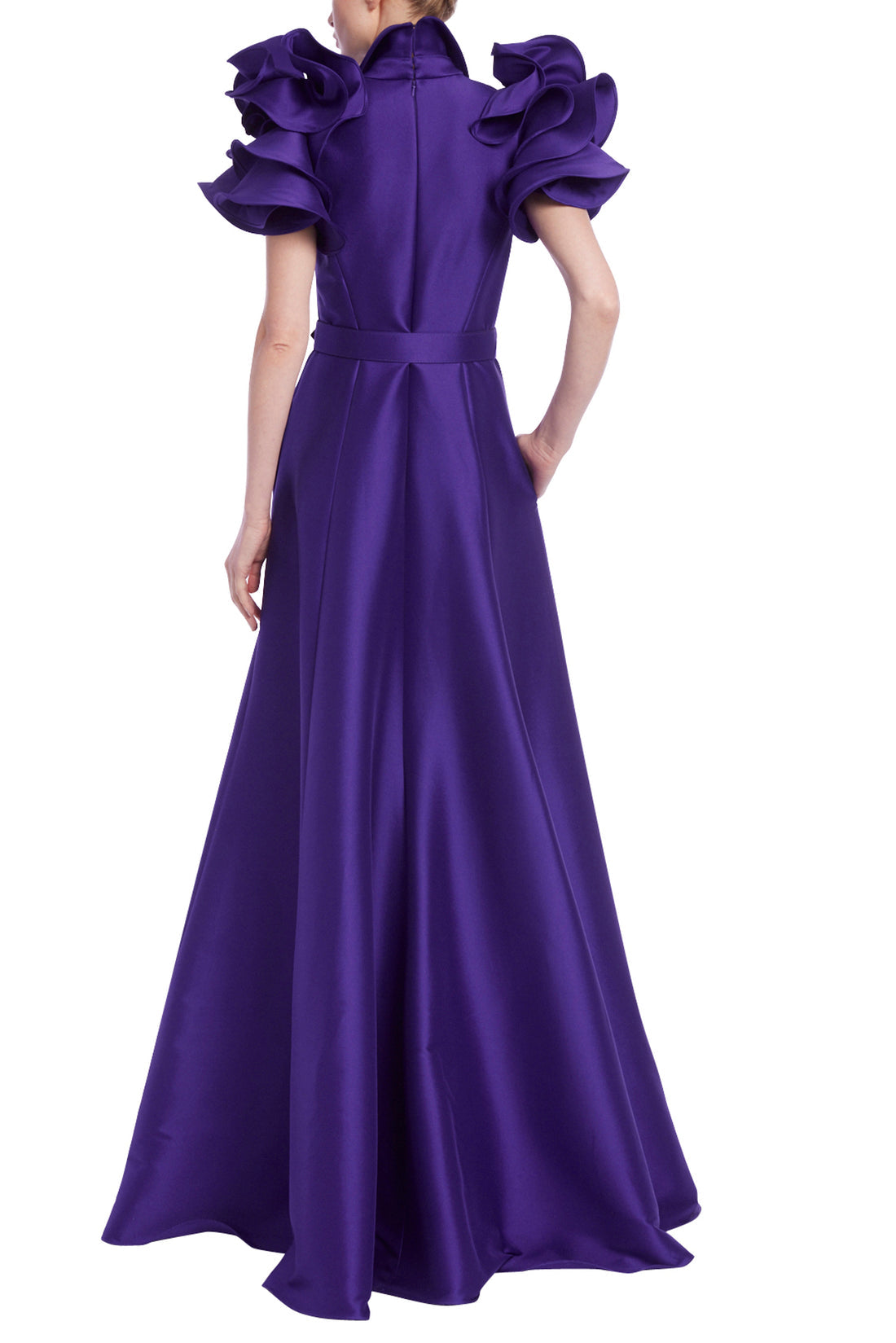Badgley Mischka EG4184 Formal Long Belted Ruffle Dress