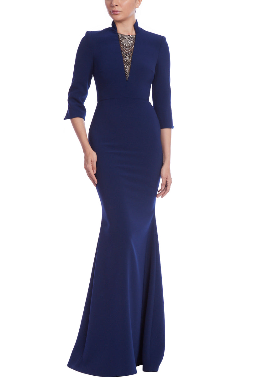 Badgley Mischka EG4335 Fitted Long Formal Beaded Evening Dress