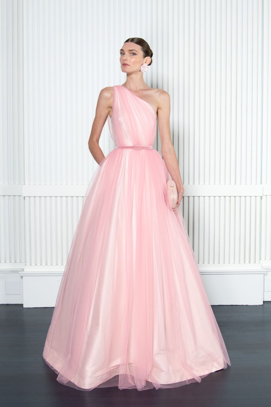 One-Shoulder Floor-Length Tulle Formal A-Line Badgley Mischka EG4483