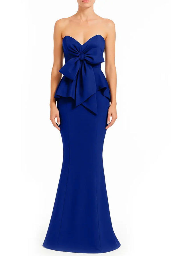 Badgley Mischka Sequined & Velvet Sash V-Neck Gown EG4485B