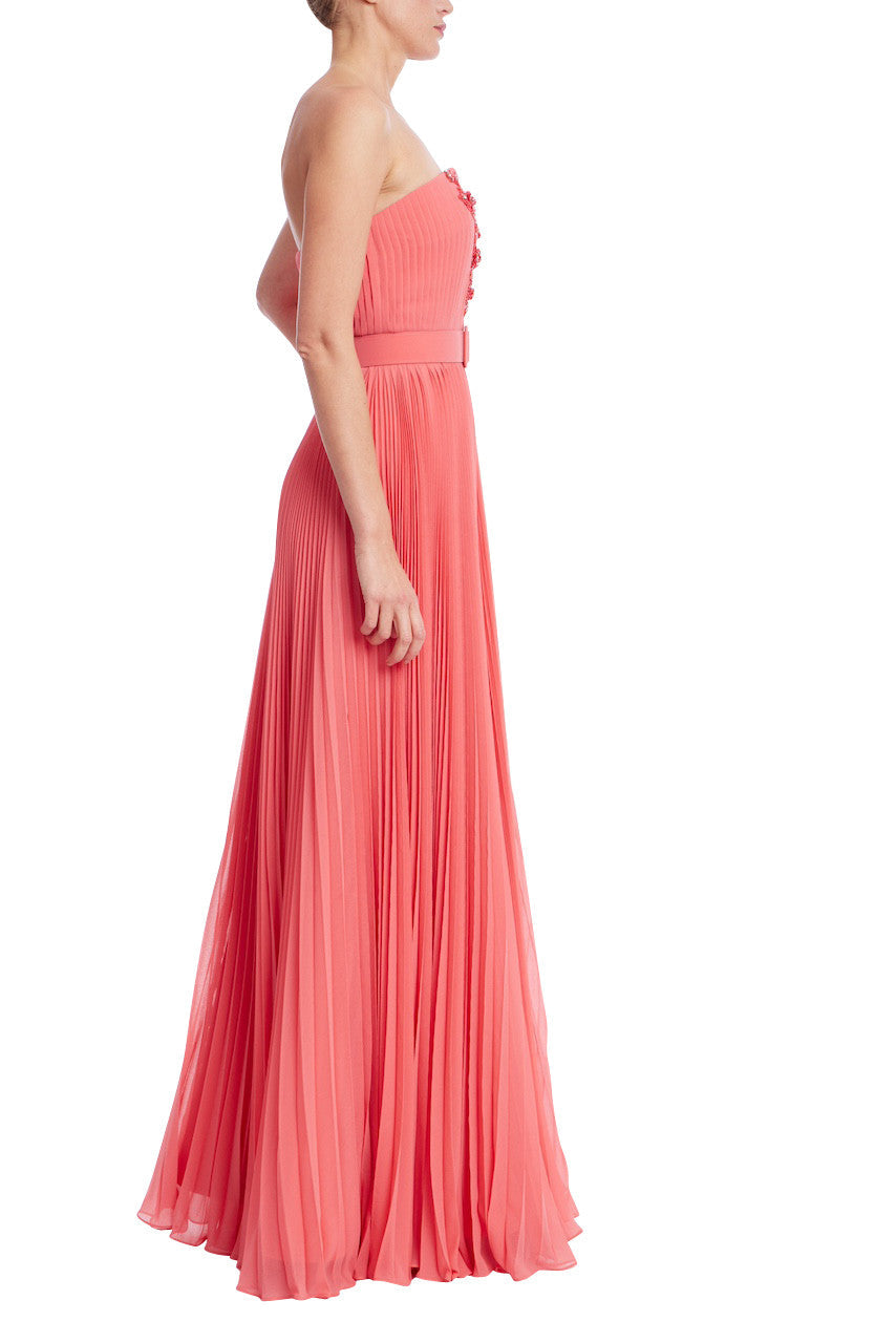 Strapless Curved Neck Floor-Length Chiffon Formal A-Line Badgley Mischka EG4559