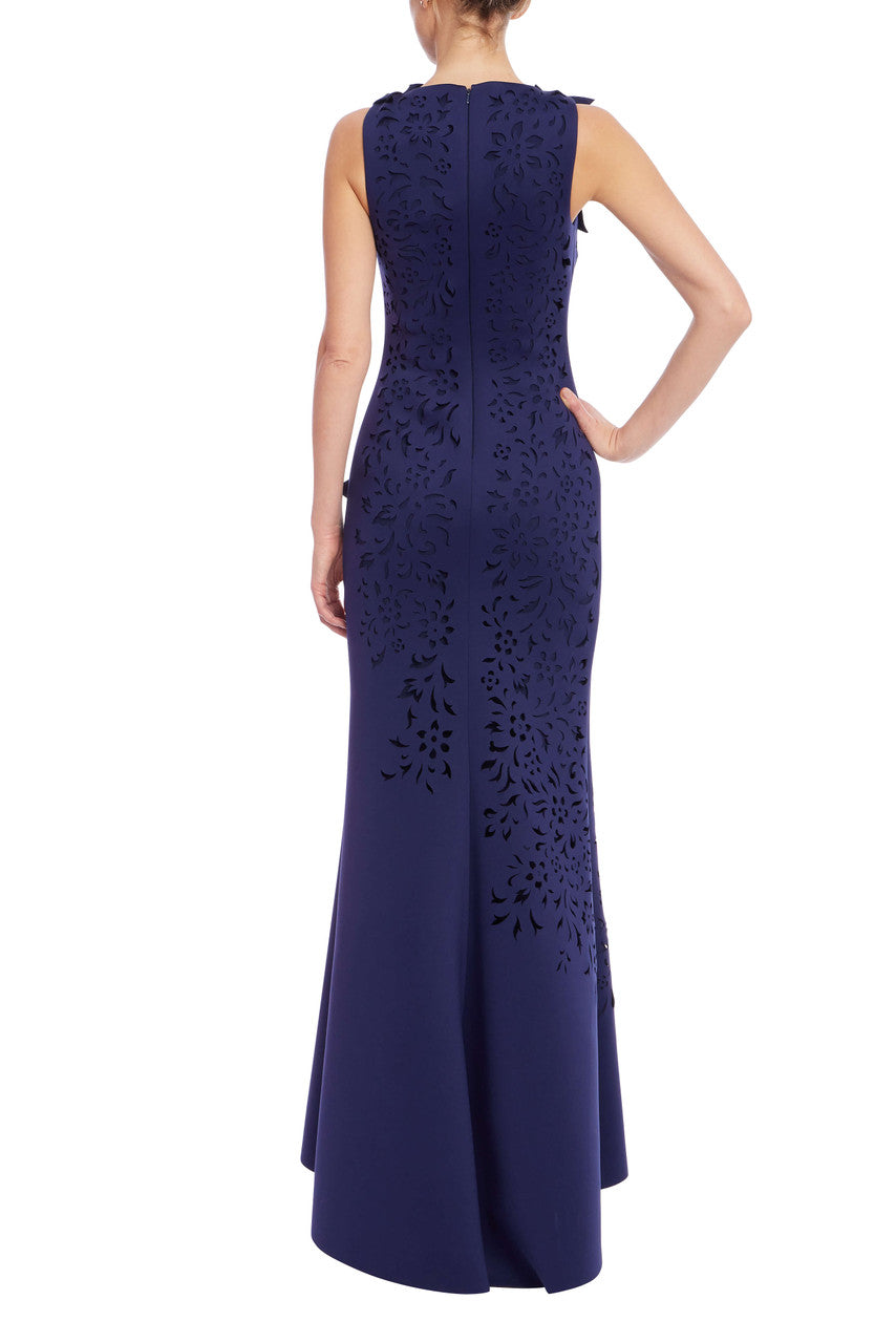 Crew/High-Neck Floor-Length Crepe Formal Sheath/Column Badgley Mischka EG4594