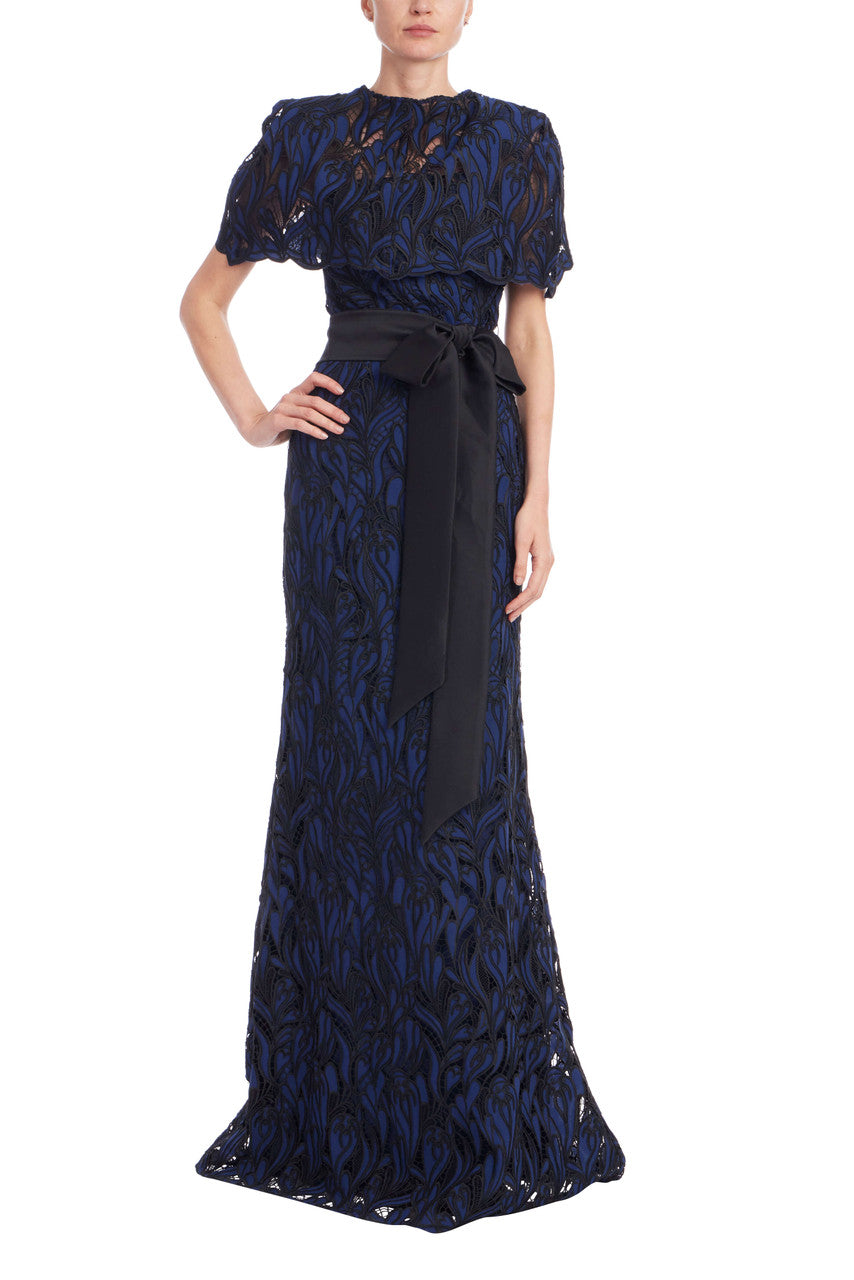 johanna ortiz blue dress MALVA FLOREA SEQUIN BUSTIER FLORAL APPLIQUÉ MAXI DRESS WITH IN LIGHT BLUE main image 0