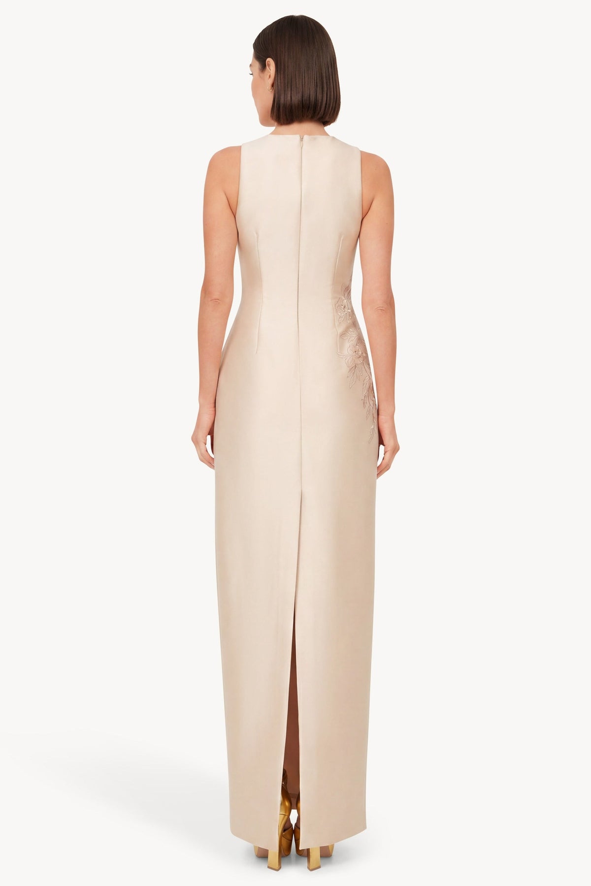 Badgley Mischka Beaded Applique Sleeveless Column Gown EG5104
