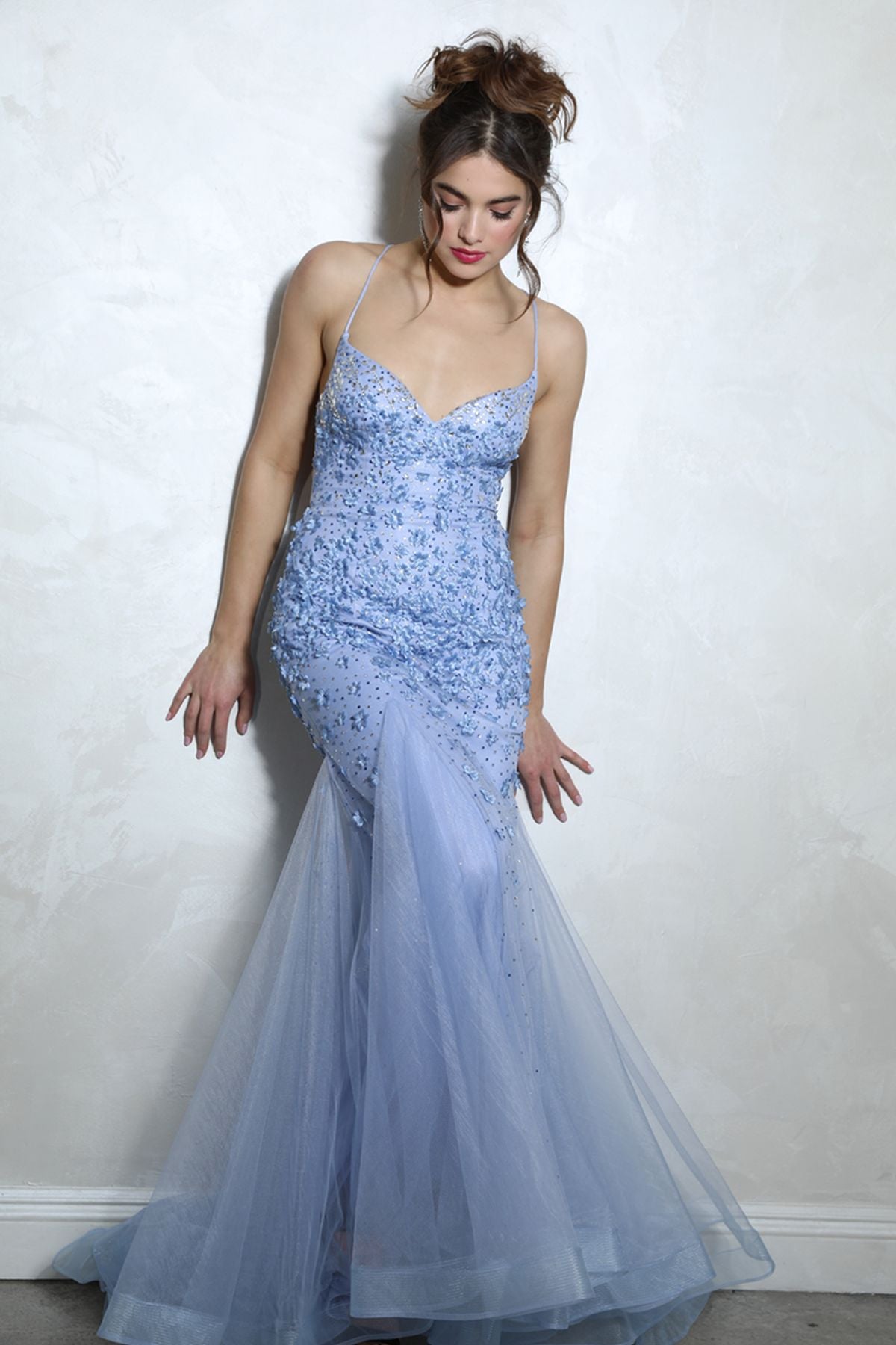 Prom Dresses Floral Long Formal Mermaid Prom Dress Eureka Fashion EK110 Periwinkle