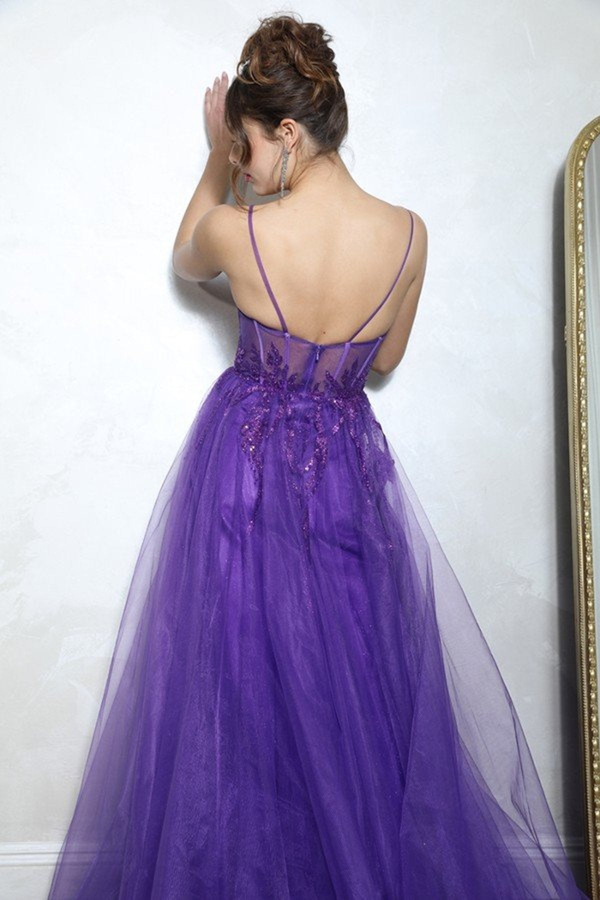 Prom Dresses A Line Glitter Long Formal Slit Prom Dress Eureka Fashion EK112 Purple