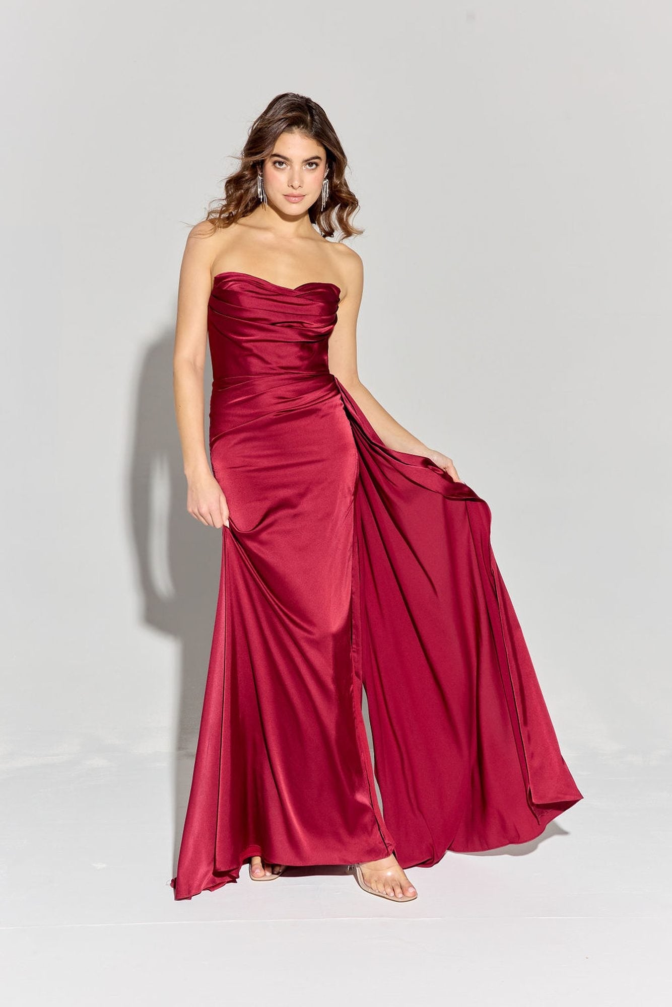 Prom Dresses Long Slit Formal Evening Prom Dress Eureka Fashion EK118 Burgundy