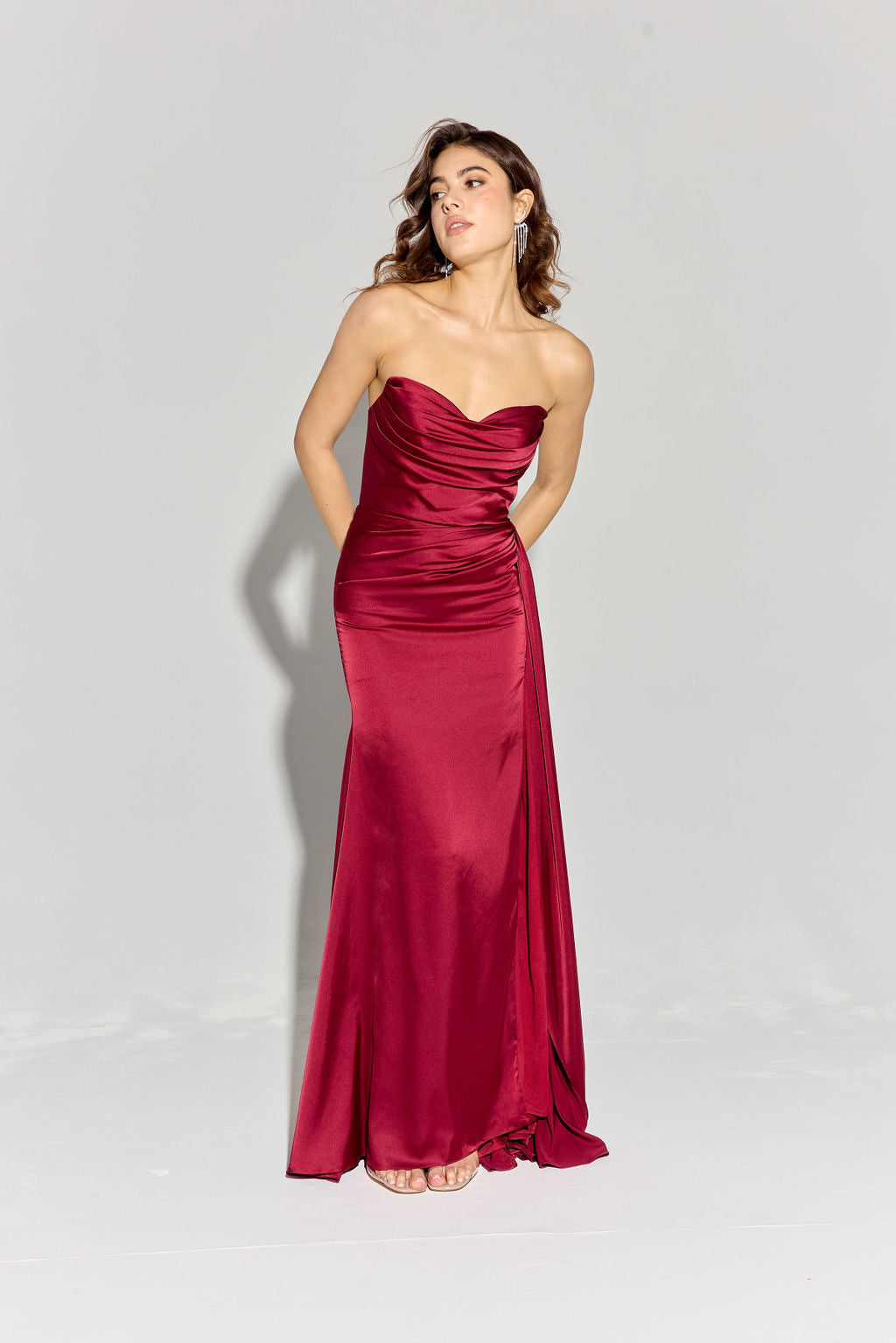 Prom Dresses Long Slit Formal Evening Prom Dress Eureka Fashion EK118 Burgundy