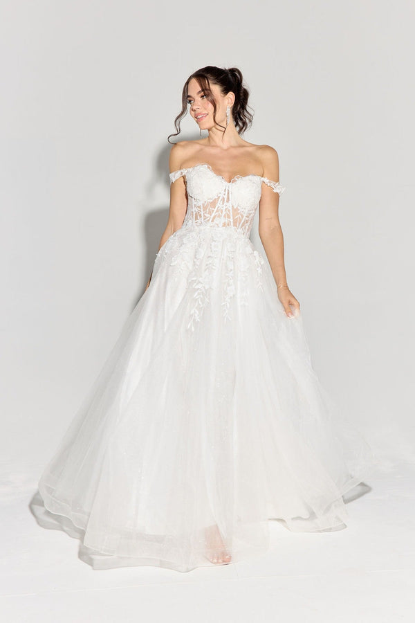 Corset Lace Bridal Long Beaded Wedding Dress Eureka Fashion EK128