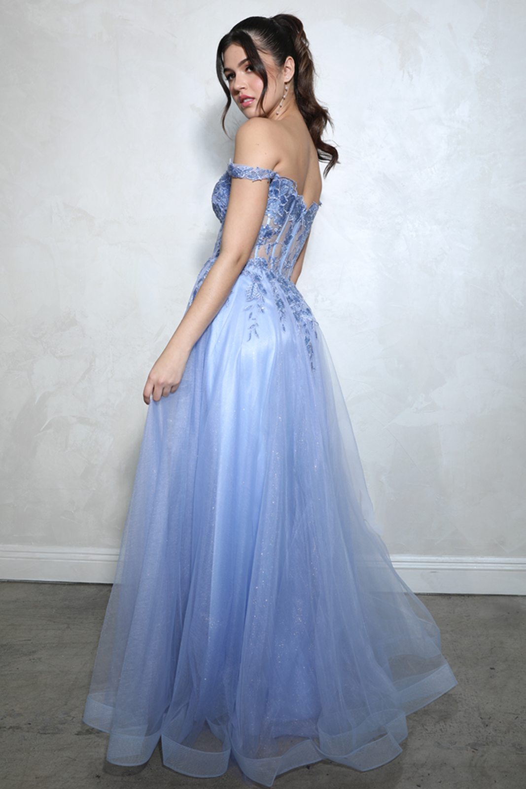 Prom Dresses Corset Lace Formal Long Beaded Prom Dress Eureka Fashion EK128 Periwinkle