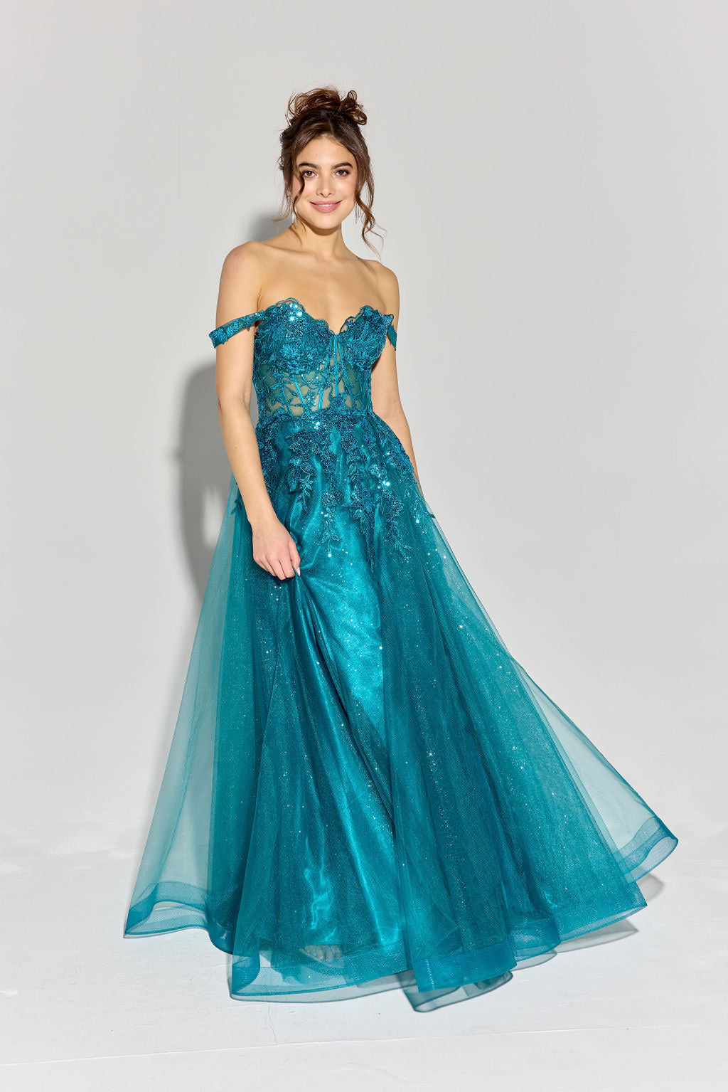 Prom Dresses Corset Lace Formal Long Beaded Prom Dress Eureka Fashion EK128 Teal