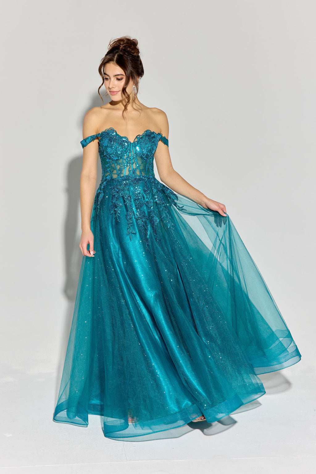 Prom Dresses Corset Lace Formal Long Beaded Prom Dress Eureka Fashion EK128 Teal